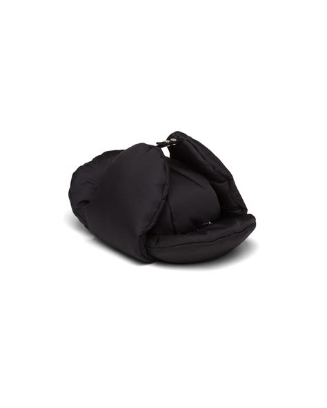 prada hat with ears|Black Padded nylon gabardine hat .